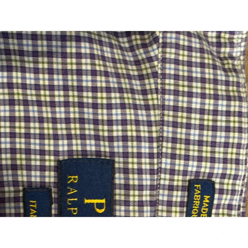 Polo Ralph Lauren Slim Fit Shirt Purple Blue Micro Check‎ Italian Fabric 42 16.5